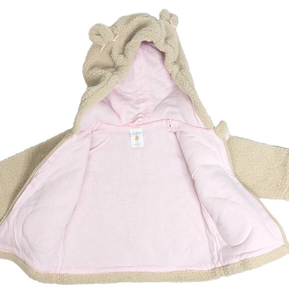 Starting Out Infant Girls 12M Fleece Jacket Hood Bear Ears & Pockets Pink NWT - Picture 5 of 10